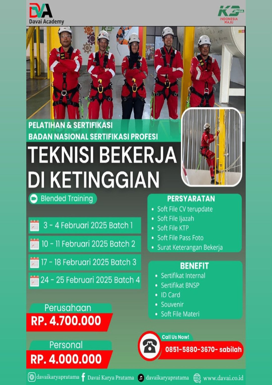 Teknisi Bekerja di Ketinggian Batch 4